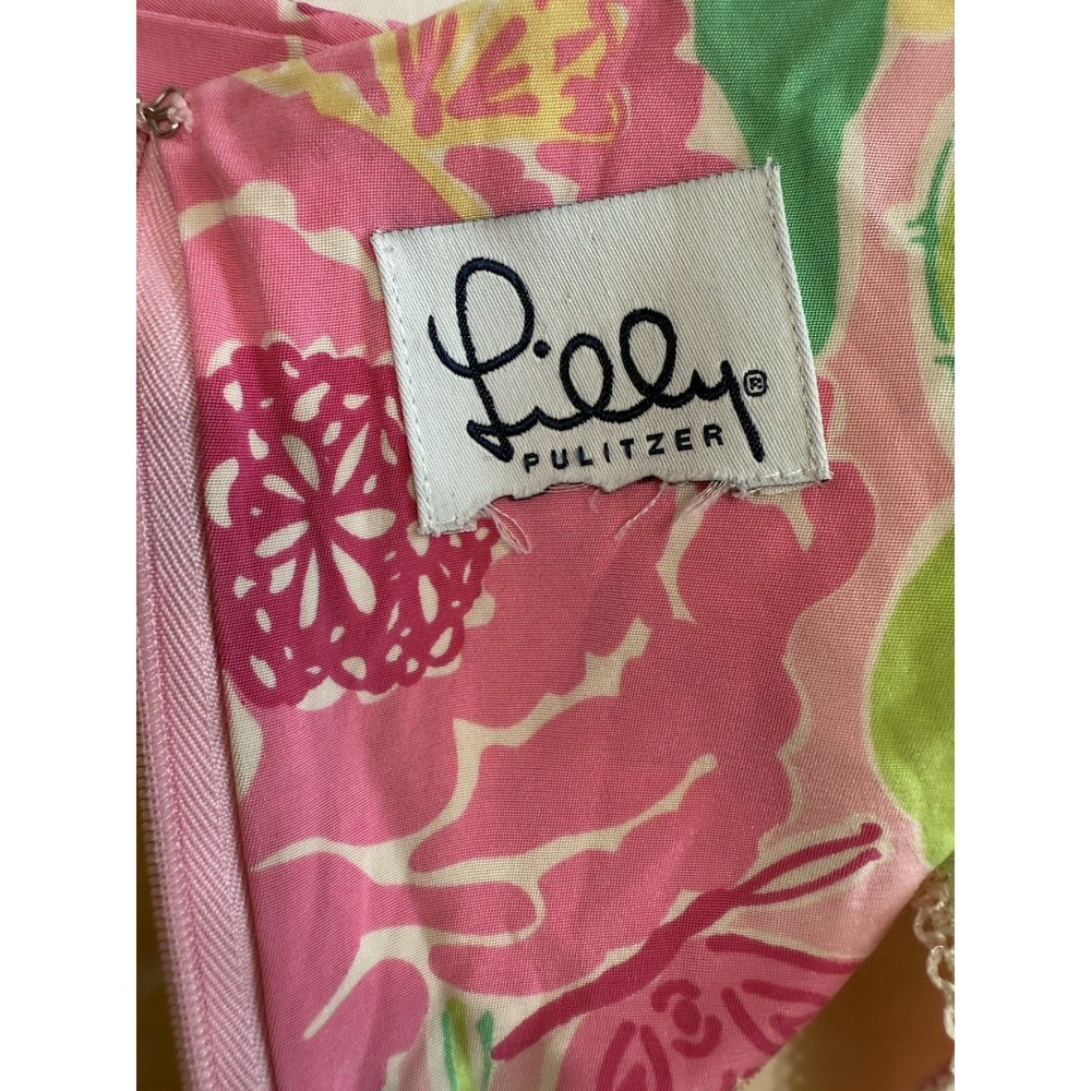 Lilly Pulitzer Halter Top Small Vtg White Label Butterfly Floral Resort Beach - Picture 4 of 8